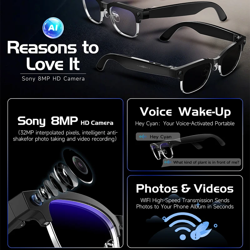 W630 Smart Glasses 800W HD Cam - Audio Music Image ulasan dan harga