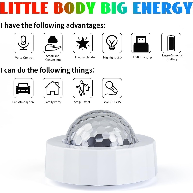 Car Disco Ball Rechargeable Ba - Audio Music Dj ulasan dan harga