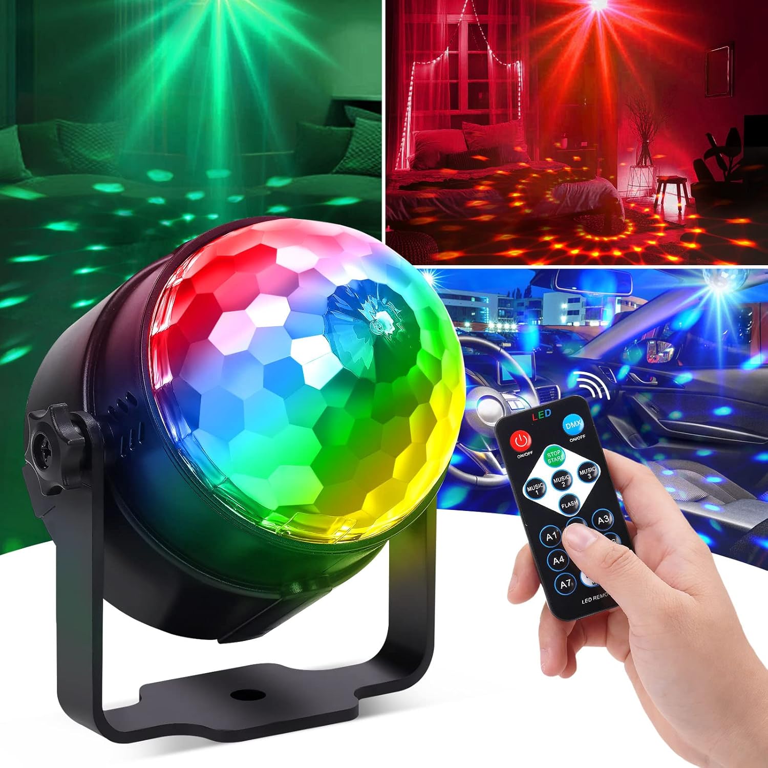 RGB LED Stage Disco Light Rota - Audio Music Dj ulasan dan harga