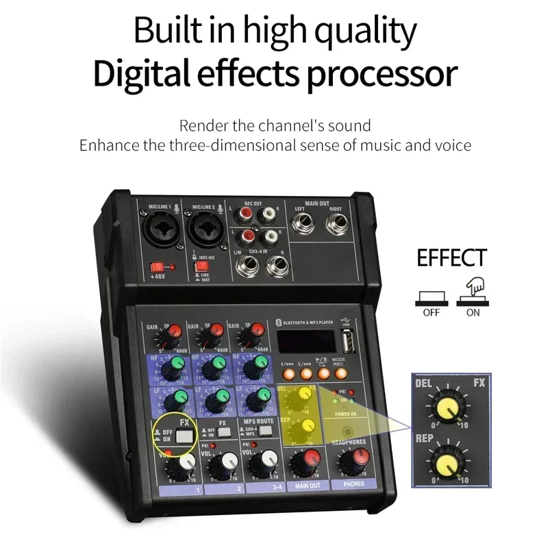 4 Channel USB Audio Mixer with - Audio Music Dj ulasan dan harga