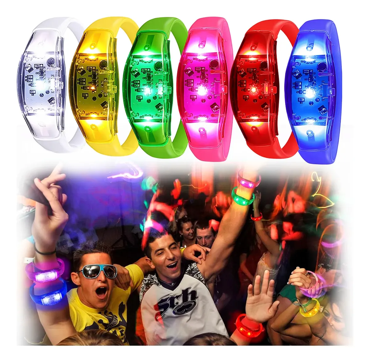 6PCS LED Bracelets Sound Activ - Audio Music Dj ulasan dan harga