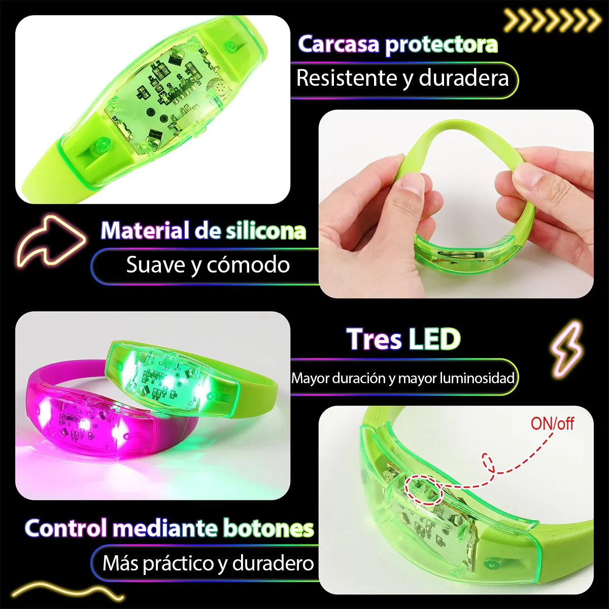6PCS LED Bracelets Sound Activ - Audio Music Dj ulasan dan harga